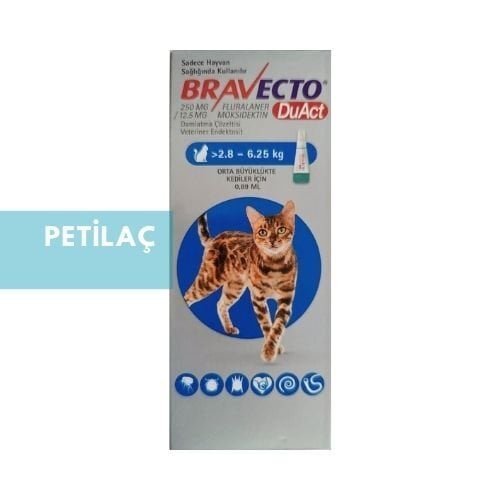 Bravecto DuAct Kedi 2.8-6.25 kg İçin Damla 0.89 ml 1 Tüp SKT 2027
