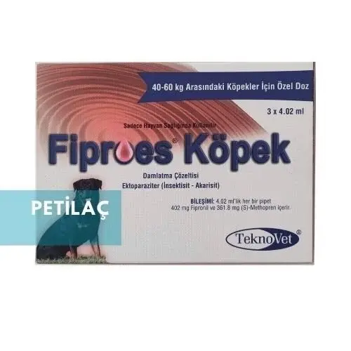 4 Kutu Fiproes Köpek 40-60 Kg 4.02 ML 3 Pipet SKT:2028