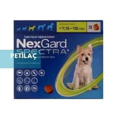 3 KUTU Nexgard Spectra 7.5-15 kg Köpekler İçin 9 Tablet ( SKT:30.09.2026 )