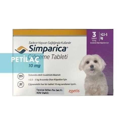 Zoetis Simparica Köpek 2.5-5 Kg İçin 3 Tablet ( SKT: 02.2027 )